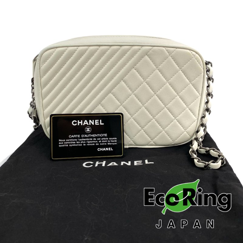 △ Chanel 香奈兒 White Lambskin Ruthenium-Finish Metal Camera Chain Shoulder Bag No.20 白色小羊皮鍍釕金屬鎖鏈肩背袋No.20 - 257026441-0