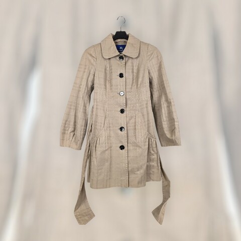 莉亞精品♡Burberry 駝色淺格紋單排釦風衣 尺碼36 二手美品