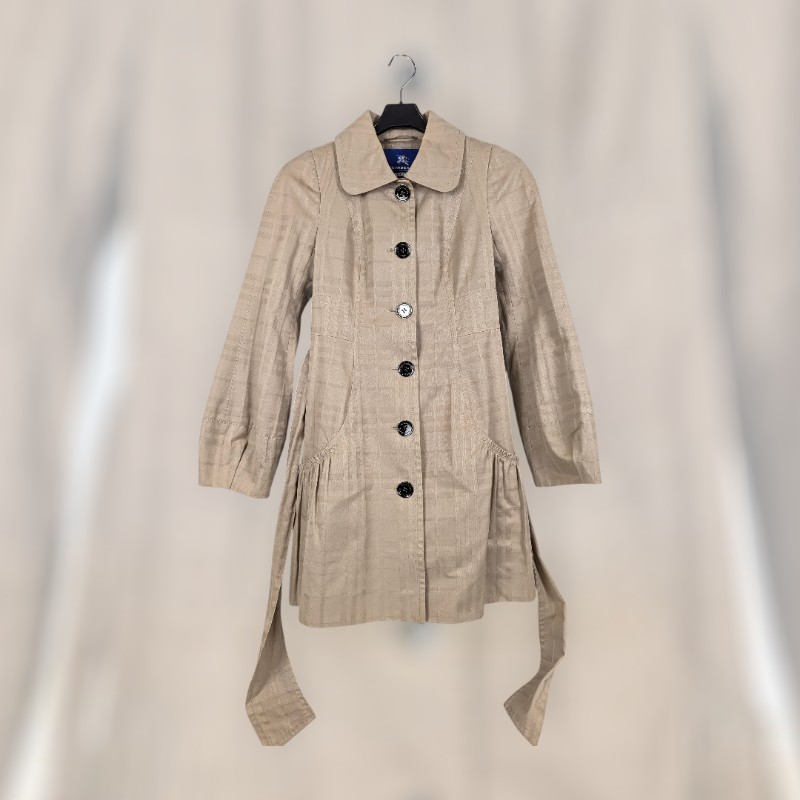 莉亞精品♡Burberry 駝色淺格紋單排釦風衣 尺碼36 二手美品-0