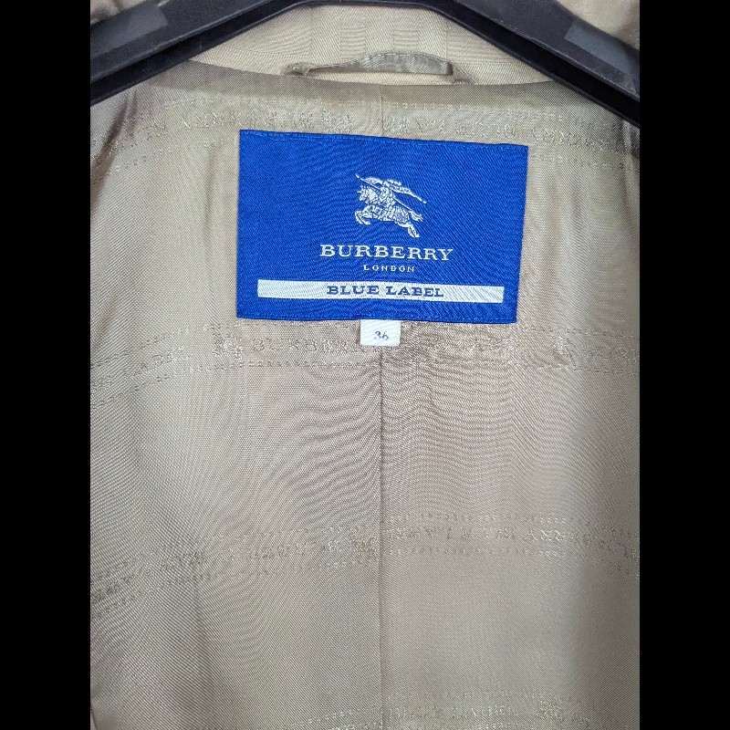 莉亞精品♡Burberry 駝色淺格紋單排釦風衣 尺碼36 二手美品-3