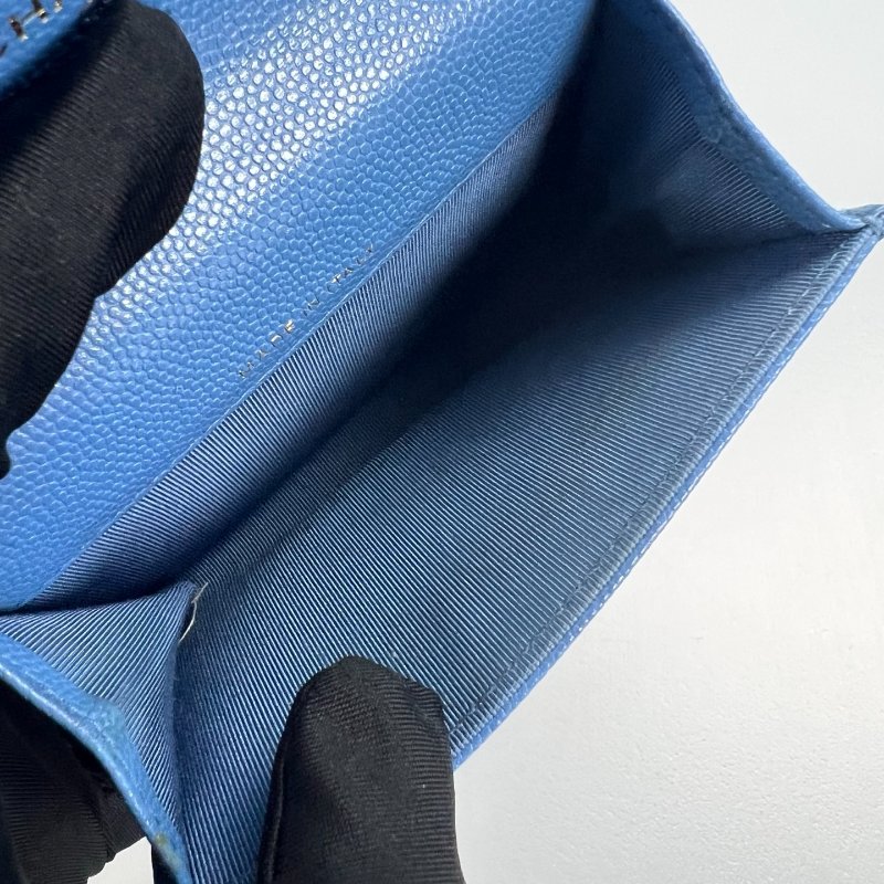 CHANEL CF荔枝單層卡包 藍色 31開-5