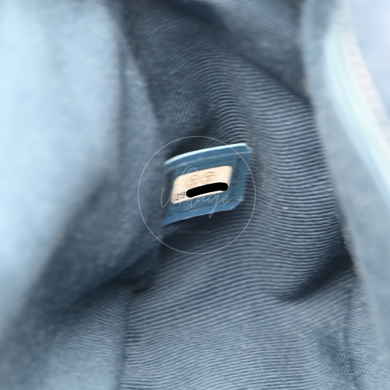 中古 Chanel 香奈兒 丹寧 深藍牛仔外縫線菱格紋CF 肩背 斜背 口蓋包 掀蓋包-12