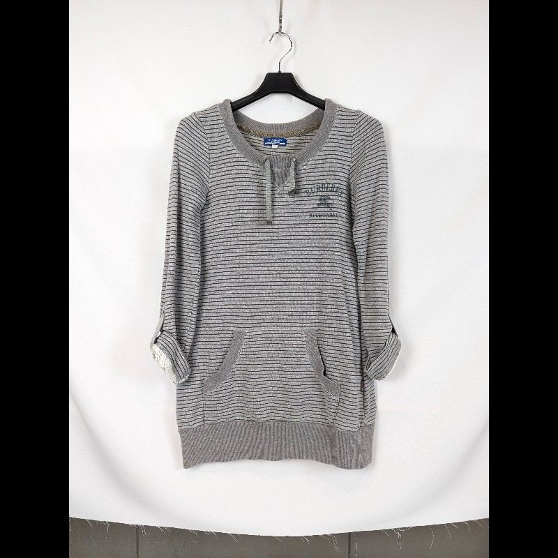 莉亞精品♡Burberry 灰綠橫條紋束帶上衣 尺碼38 二手美品-0