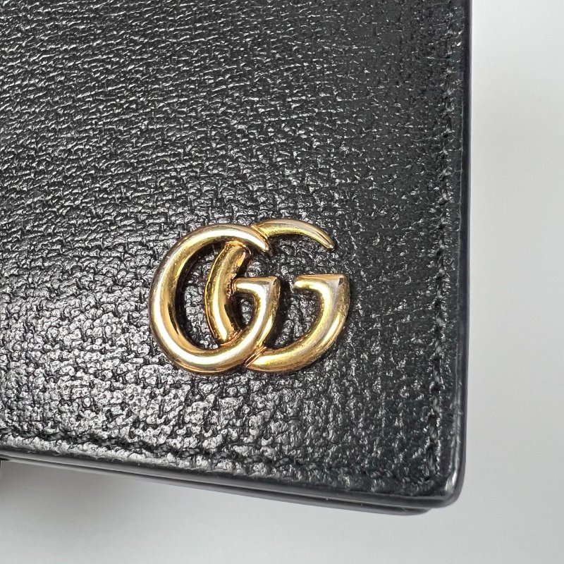 GUCCI 428726 黑雙G八卡男短夾-9