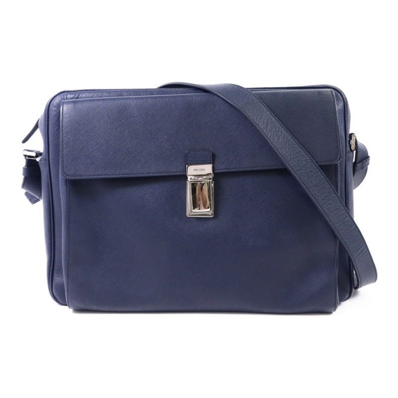 PRADA Saffiano皮革Shoulder Bag銀扣肩背袋-0