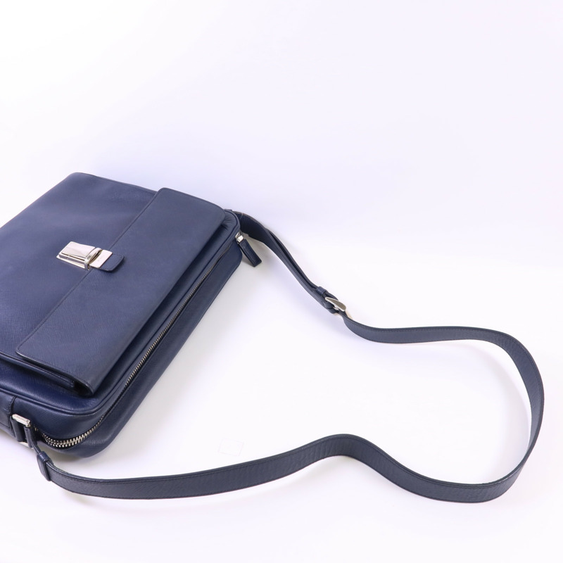 PRADA Saffiano皮革Shoulder Bag銀扣肩背袋-4