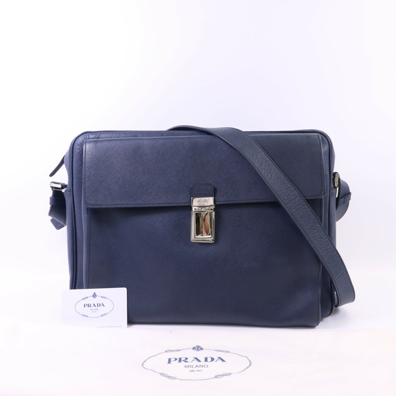 PRADA Saffiano皮革Shoulder Bag銀扣肩背袋-21