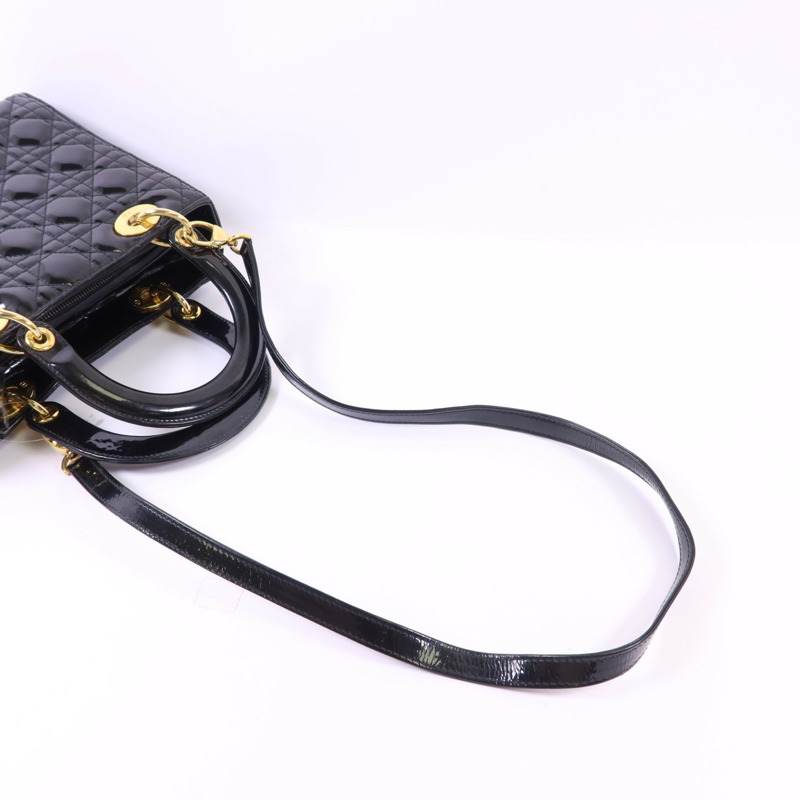 Dior 漆皮皮革Lady Dior金扣手挽肩背兩用袋-4