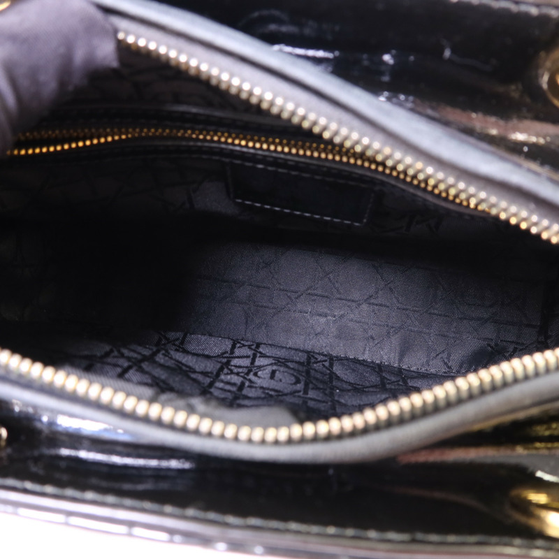 Dior 漆皮皮革Lady Dior金扣手挽肩背兩用袋-5