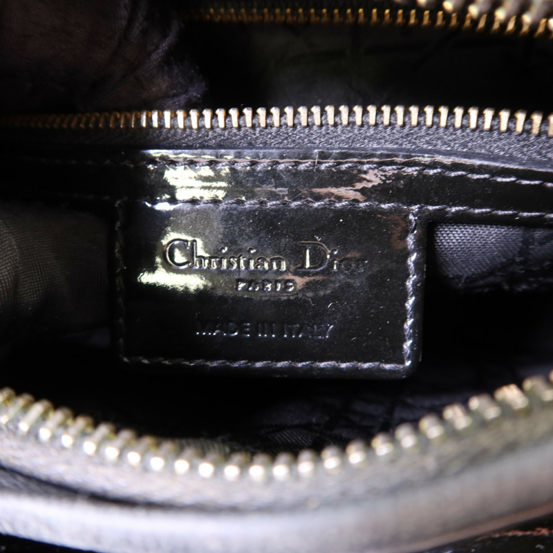 Dior 漆皮皮革Lady Dior金扣手挽肩背兩用袋-6