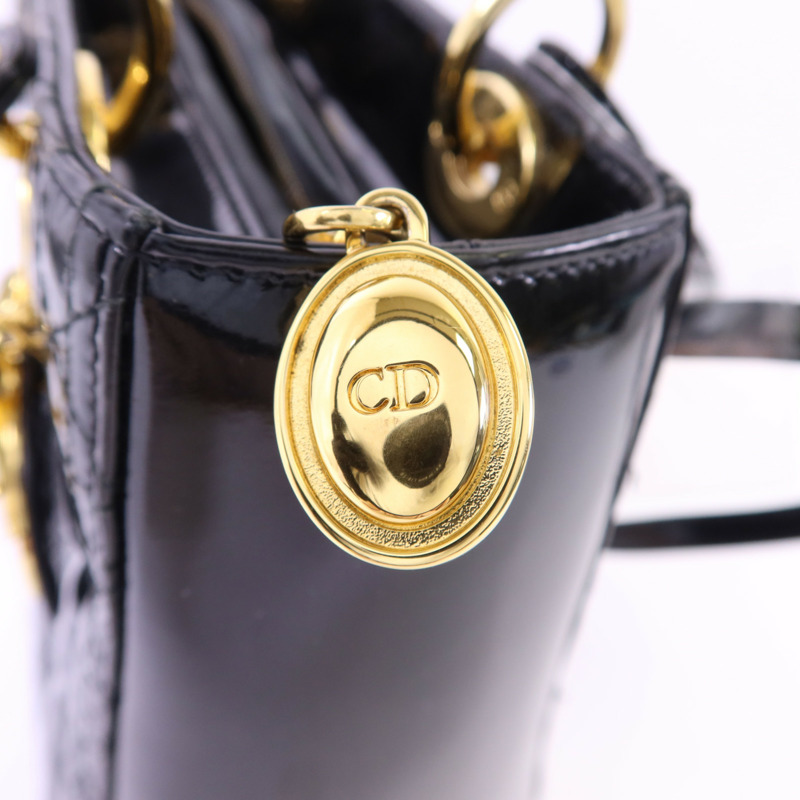 Dior 漆皮皮革Lady Dior金扣手挽肩背兩用袋-8