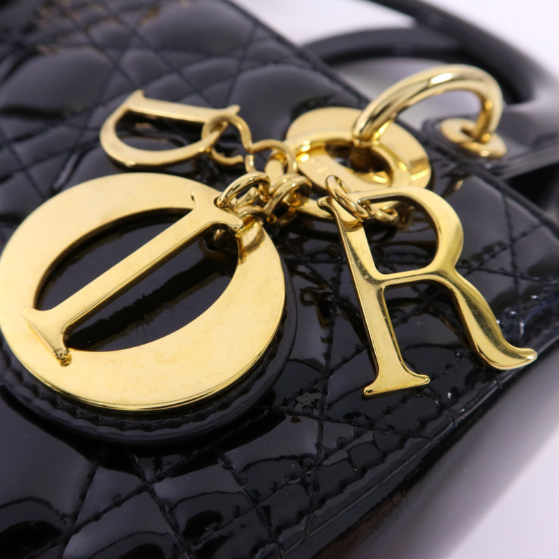 Dior 漆皮皮革Lady Dior金扣手挽肩背兩用袋-9