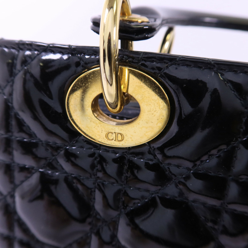 Dior 漆皮皮革Lady Dior金扣手挽肩背兩用袋-11