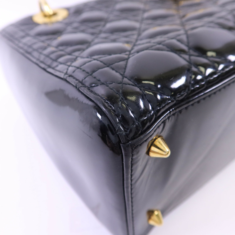 Dior 漆皮皮革Lady Dior金扣手挽肩背兩用袋-13