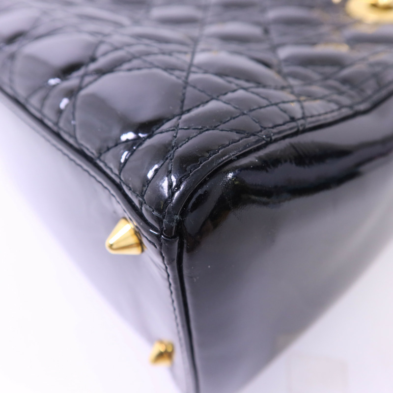 Dior 漆皮皮革Lady Dior金扣手挽肩背兩用袋-14