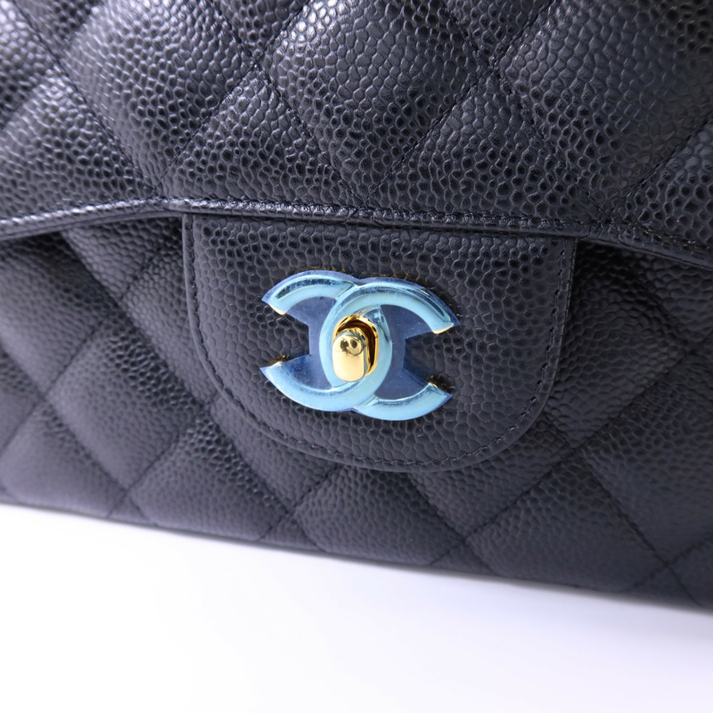 CHANEL 牛皮皮革Large Classic金扣鏈帶肩背袋-11