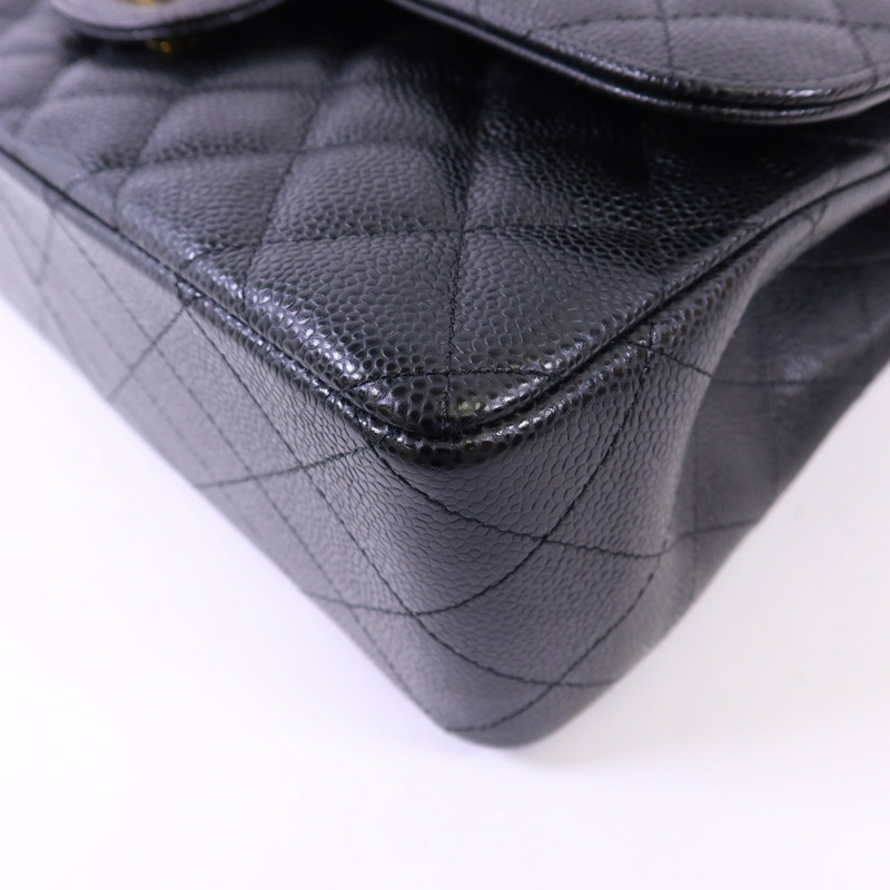 CHANEL 牛皮皮革Large Classic金扣鏈帶肩背袋-12