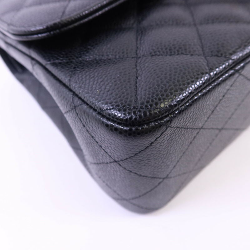 CHANEL 牛皮皮革Large Classic金扣鏈帶肩背袋-13