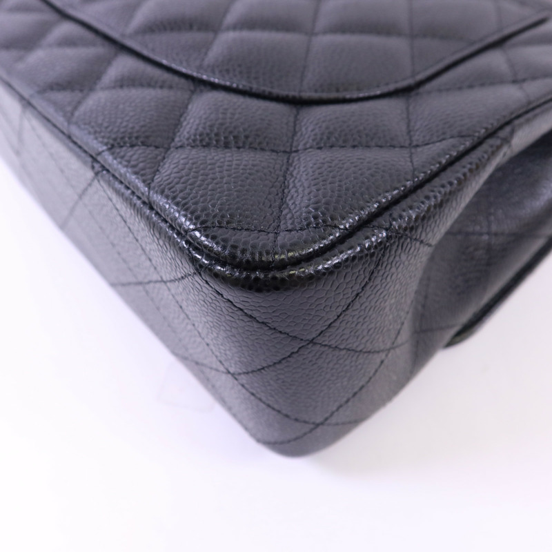 CHANEL 牛皮皮革Large Classic金扣鏈帶肩背袋-14