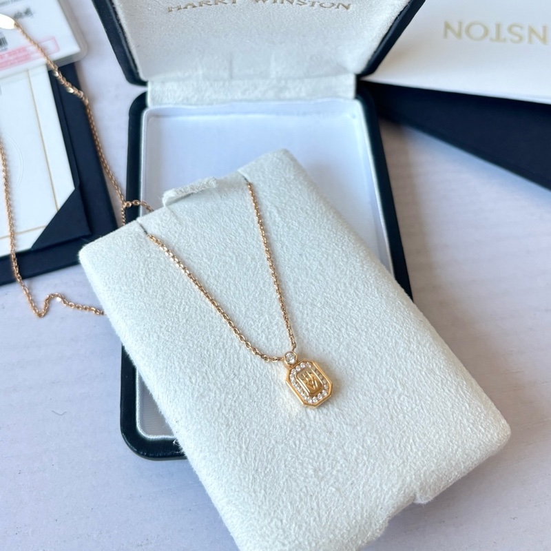 【99新】 HW 海瑞溫斯頓 18K金鑲鑽 小號香水瓶項鍊-1