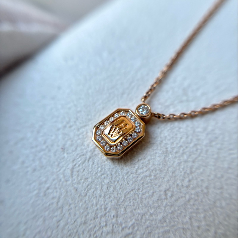 【99新】 HW 海瑞溫斯頓 18K金鑲鑽 小號香水瓶項鍊-3