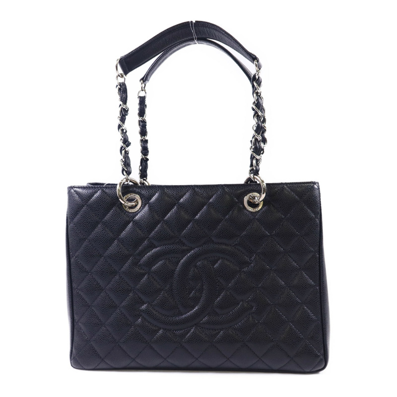 CHANEL 牛皮皮革GST Grand Shopping Tote Bag銀扣鏈帶肩背袋-0
