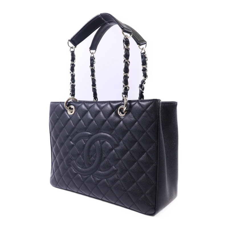 CHANEL 牛皮皮革GST Grand Shopping Tote Bag銀扣鏈帶肩背袋-2