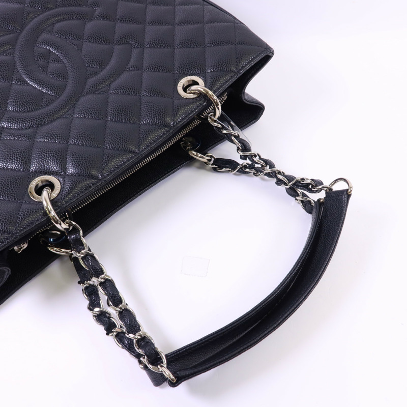 CHANEL 牛皮皮革GST Grand Shopping Tote Bag銀扣鏈帶肩背袋-4
