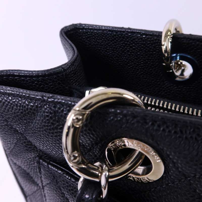 CHANEL 牛皮皮革GST Grand Shopping Tote Bag銀扣鏈帶肩背袋-9