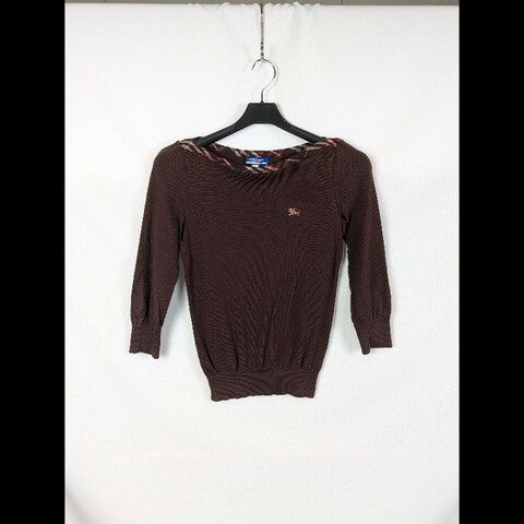 莉亞精品♡Burberry 深咖針織上衣 尺碼38 二手美品