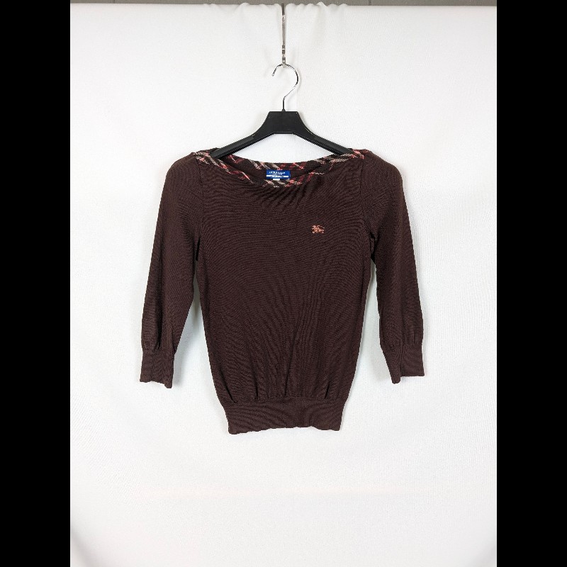 莉亞精品♡Burberry 深咖針織上衣 尺碼38 二手美品-0