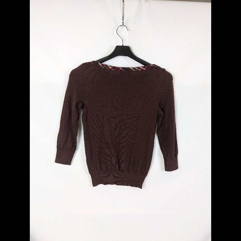 莉亞精品♡Burberry 深咖針織上衣 尺碼38 二手美品-1