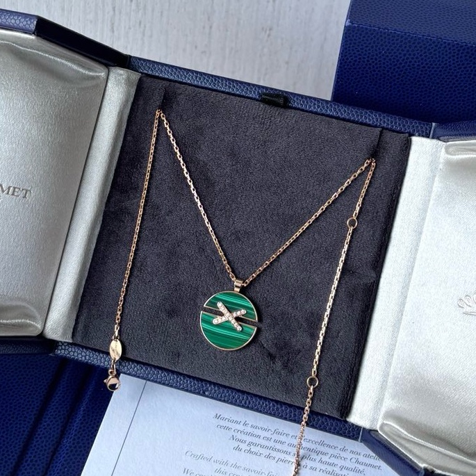 【99新】 CHAUMET 尚美緣系一生系列 中號孔雀石鑽石項鍊-1