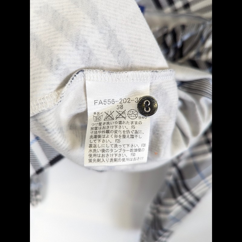 莉亞精品♡burberry 藍斜格紋平口上衣 尺碼38 二手美品-3