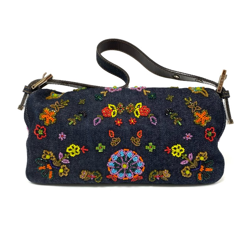 △ Fendi 芬迪 Navy Denim Beads Shoulder Bag 深藍色牛仔布串珠肩背袋 -257026034-2