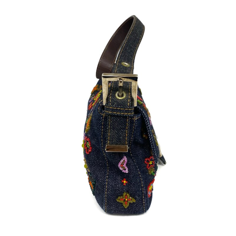 △ Fendi 芬迪 Navy Denim Beads Shoulder Bag 深藍色牛仔布串珠肩背袋 -257026034-4