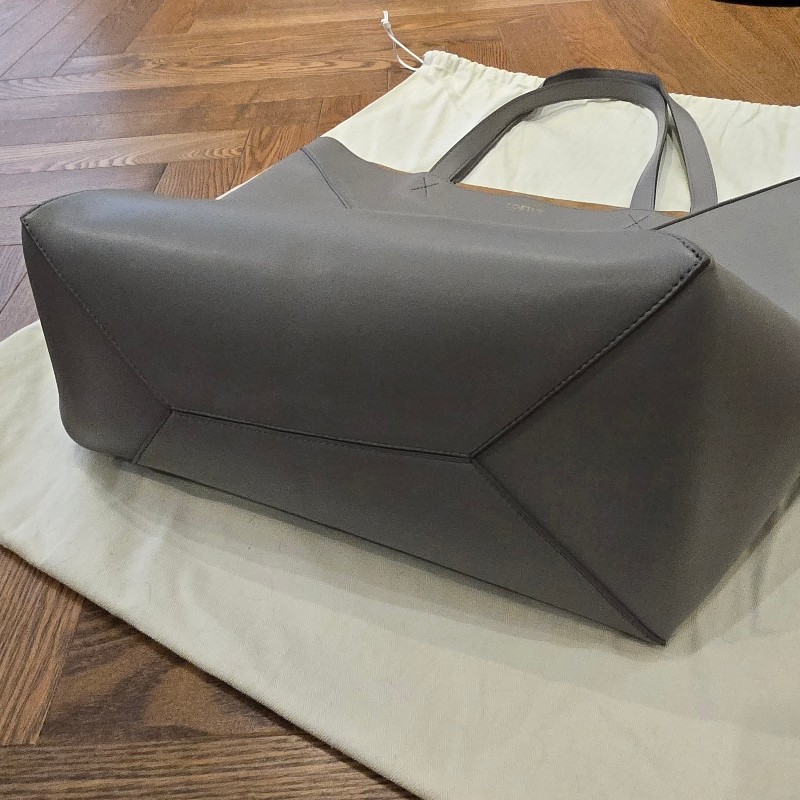 LOEWE PUZZLE FOLD XL 超大型納帕小牛皮托特包/珍珠灰色 (男女可用)-4