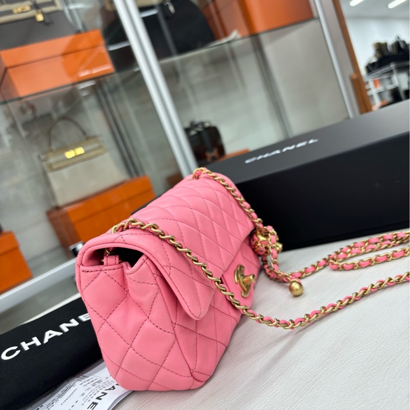 【99新】 Chanel 22S芯片 奶昔粉核桃金球 大mini 迷你單肩包-1