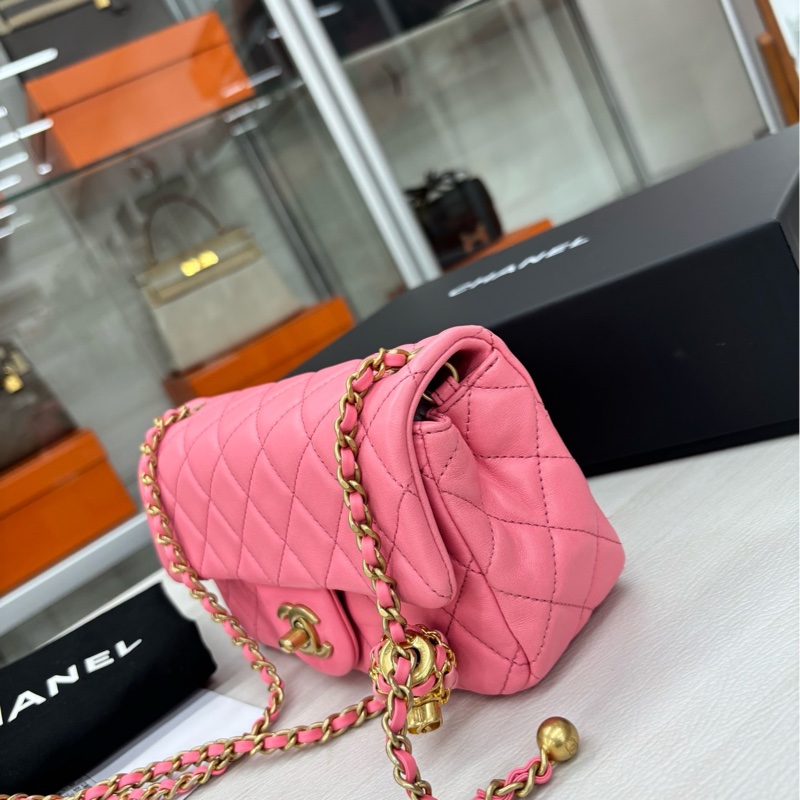 【99新】 Chanel 22S芯片 奶昔粉核桃金球 大mini 迷你單肩包-2