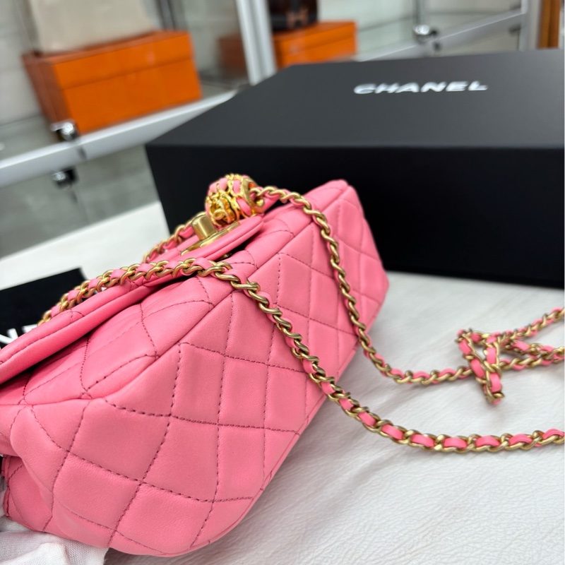 【99新】 Chanel 22S芯片 奶昔粉核桃金球 大mini 迷你單肩包-6