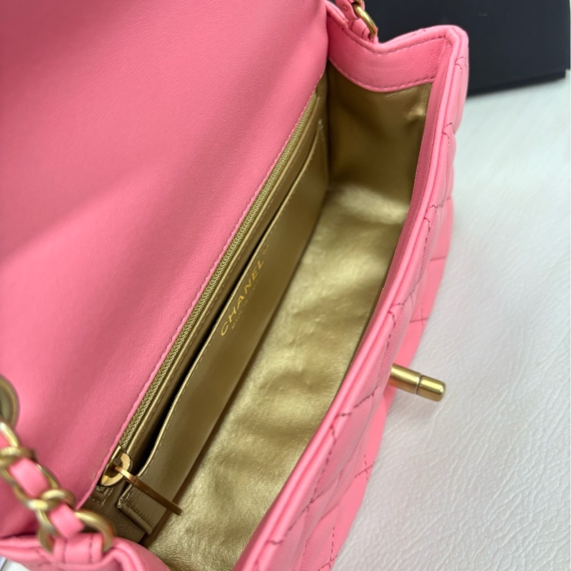 【99新】 Chanel 22S芯片 奶昔粉核桃金球 大mini 迷你單肩包-7