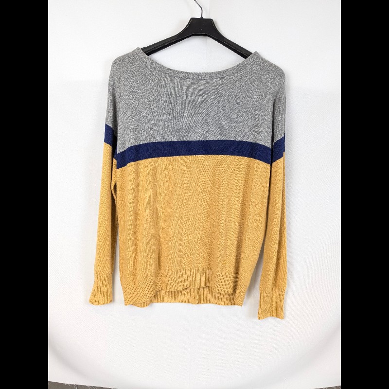 莉亞精品♡Burberry 灰黃拼接針織衫 尺碼38 二手美品-1