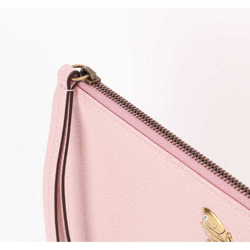 【包稅】GUCCI 粉紅色皮革蝴蝶手拿包-3