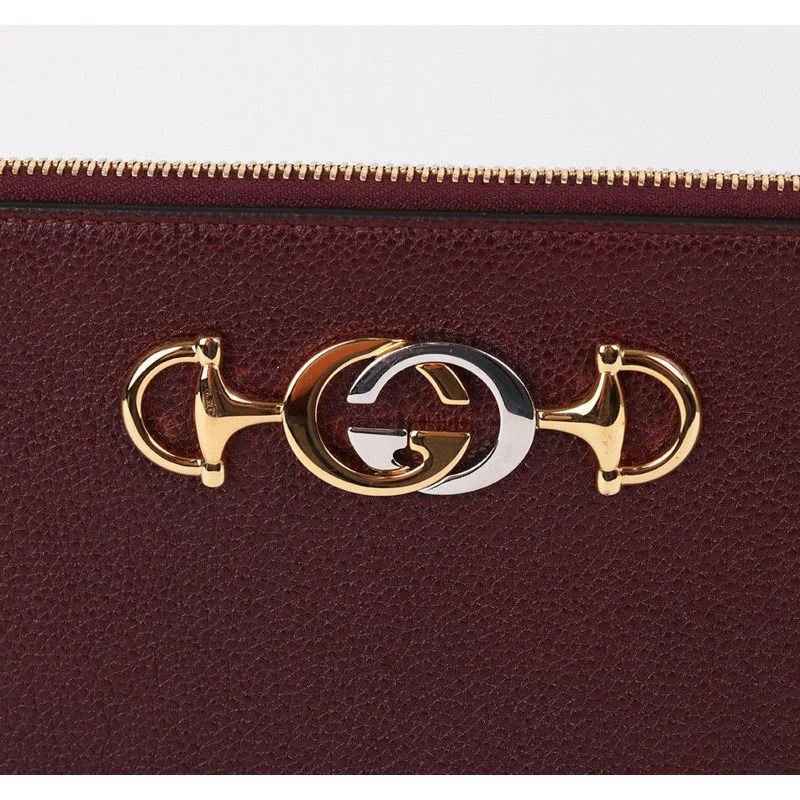 【包稅】GUCCI 酒紅色 Jumi 中型皮革手拿包-1