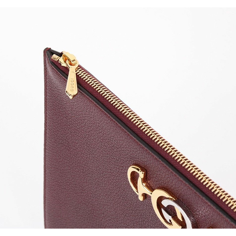 【包稅】GUCCI 酒紅色 Jumi 中型皮革手拿包-3