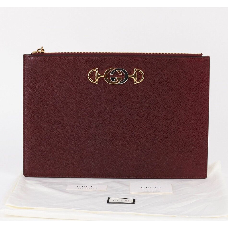 【包稅】GUCCI 酒紅色 Jumi 中型皮革手拿包-9