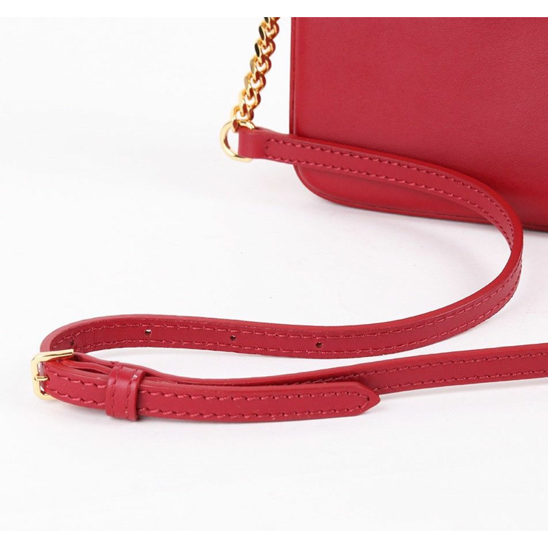 【包稅】BURBERRY 復古格紋紅色迷你鏈條單肩包-2