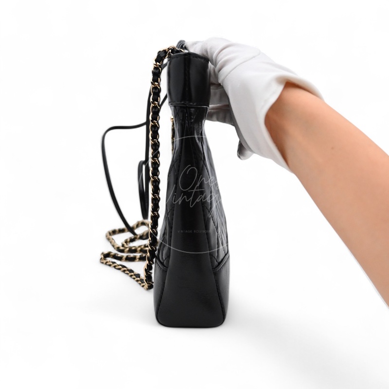 中古 CHANEL 香奈兒 31Bag 金扣鏈帶肩背袋 Mini 22cm 牛皮皮革 黑色 晶片開 金扣 菱格紋-2