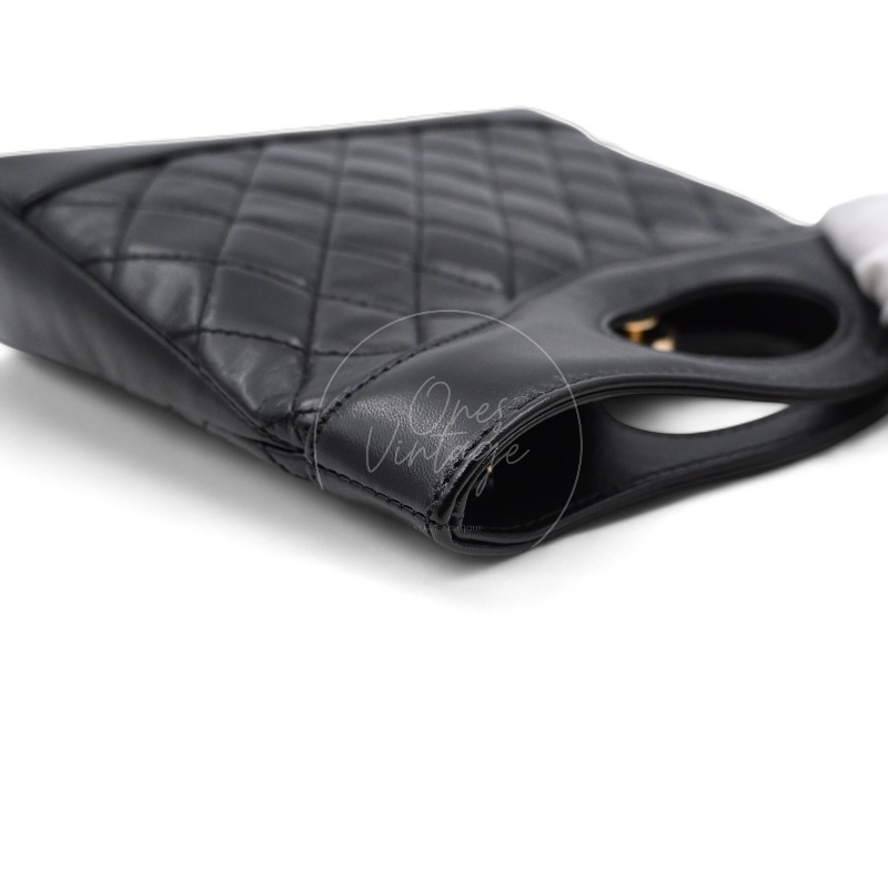 中古 CHANEL 香奈兒 31Bag 金扣鏈帶肩背袋 Mini 22cm 牛皮皮革 黑色 晶片開 金扣 菱格紋-8