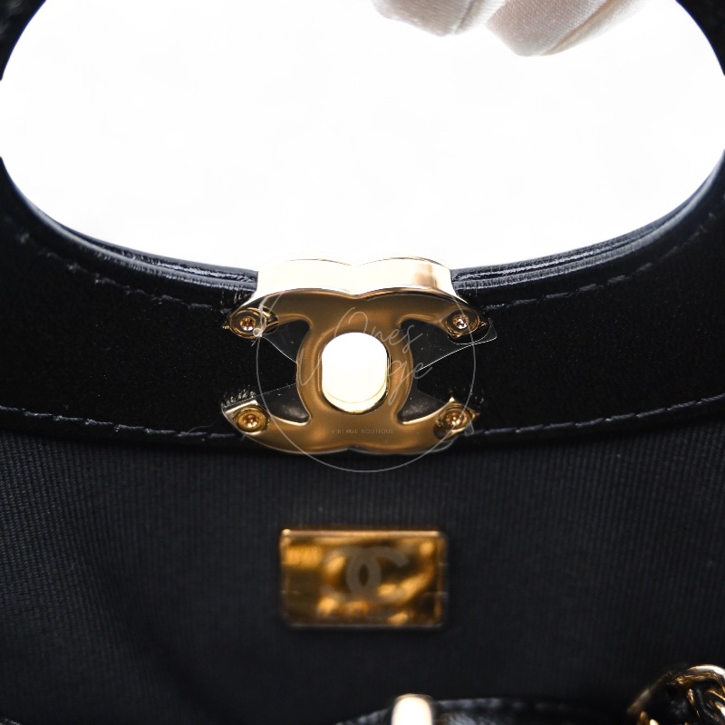 中古 CHANEL 香奈兒 31Bag 金扣鏈帶肩背袋 Mini 22cm 牛皮皮革 黑色 晶片開 金扣 菱格紋-18